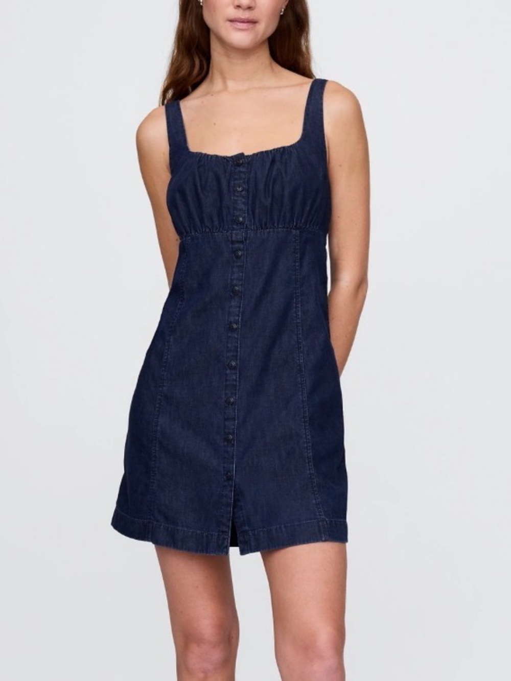 GAP UltraSoft Denim Square-Neck Mini Dress